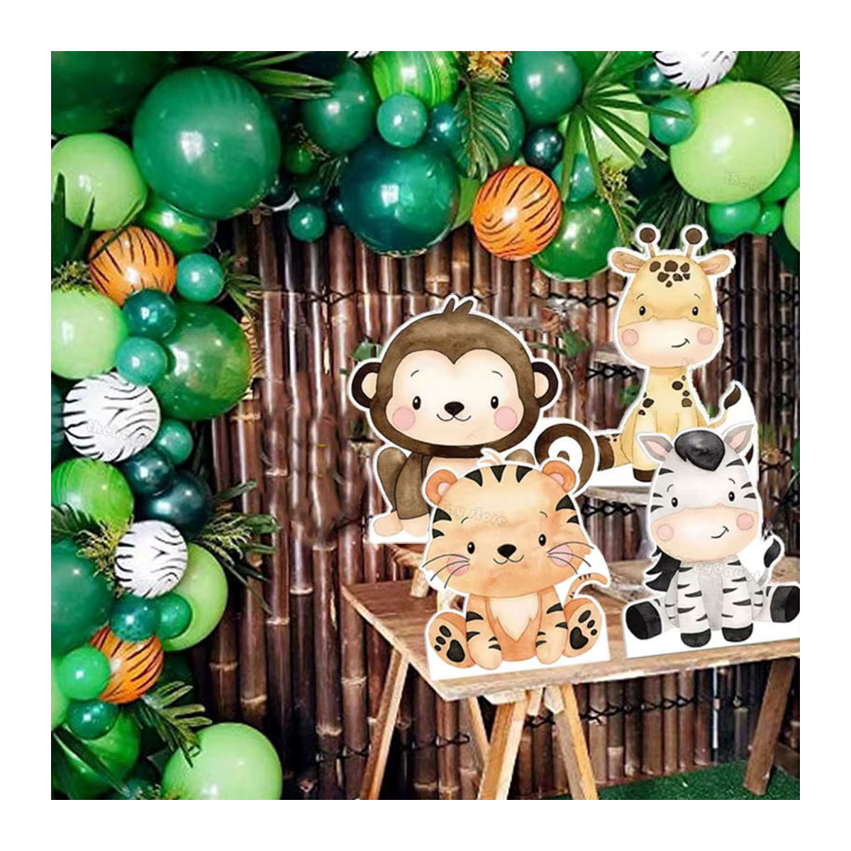 6er Set Dschungeltiere Ausschnitte für Safari Geburtstag und Babyparty als Party Dekoration in Mehrfarbig - Bild 2