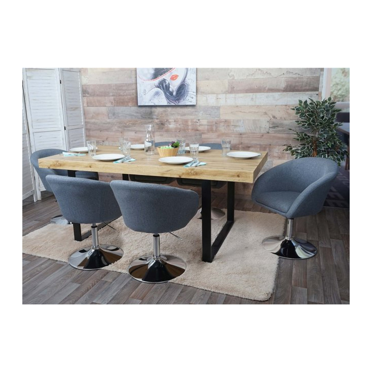 6er-Set Esszimmerstühle MCW-F19 Drehstühle höhenverstellbar in Anthrazit Grau Modern - Bild 1