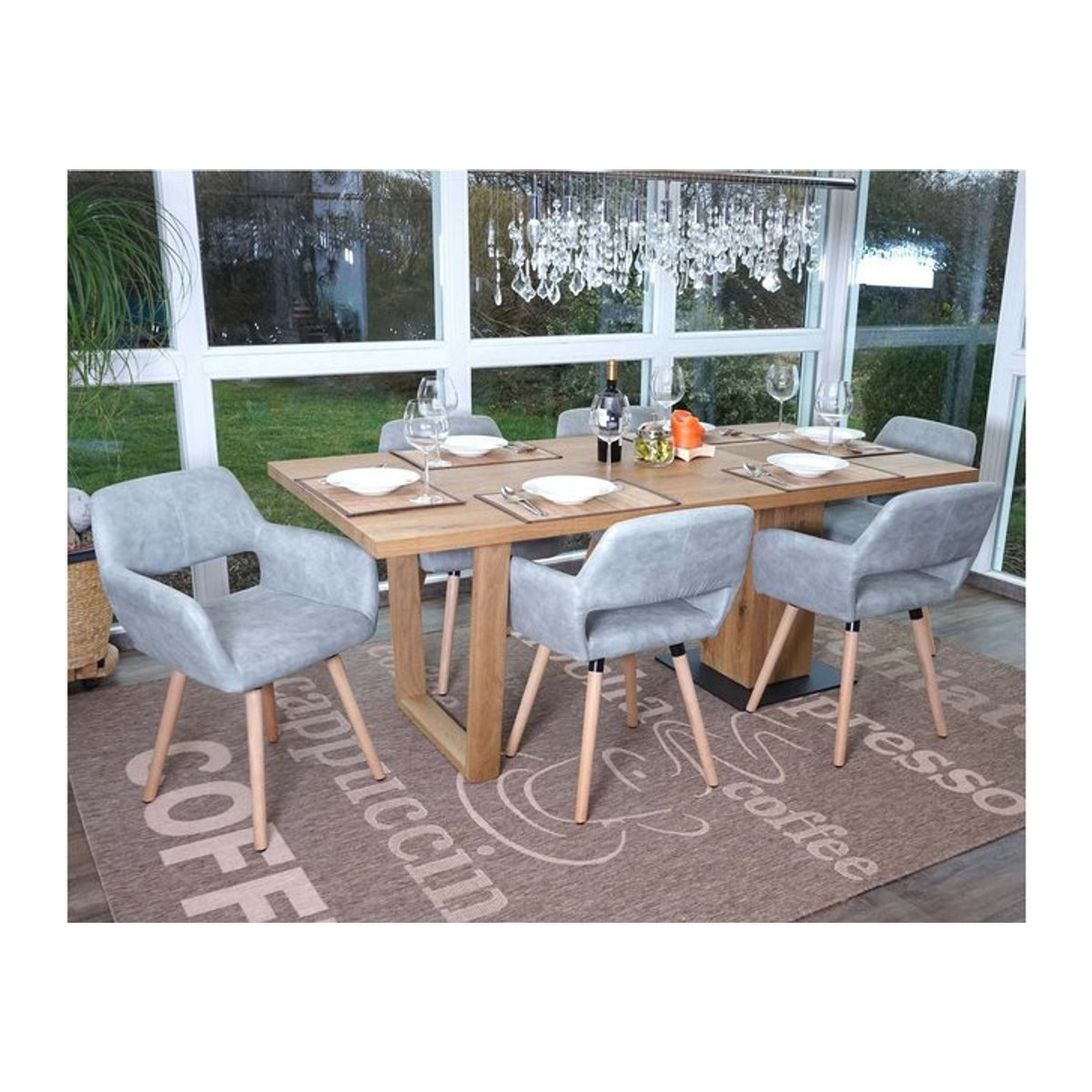 6er-Set Esszimmerstühle MCW MCW-A50 II im Retro 50er Jahre Design, Textil, Betongrau - Bild 1