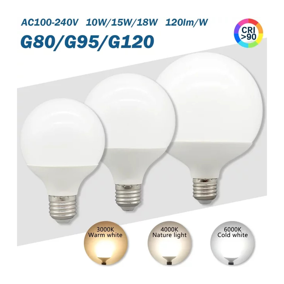 6er Set Gatetop LED Glühbirnen E27 Milchglas Globe Ball mit CRI90 in Kaltweiß und Warmweiß - Bild 1