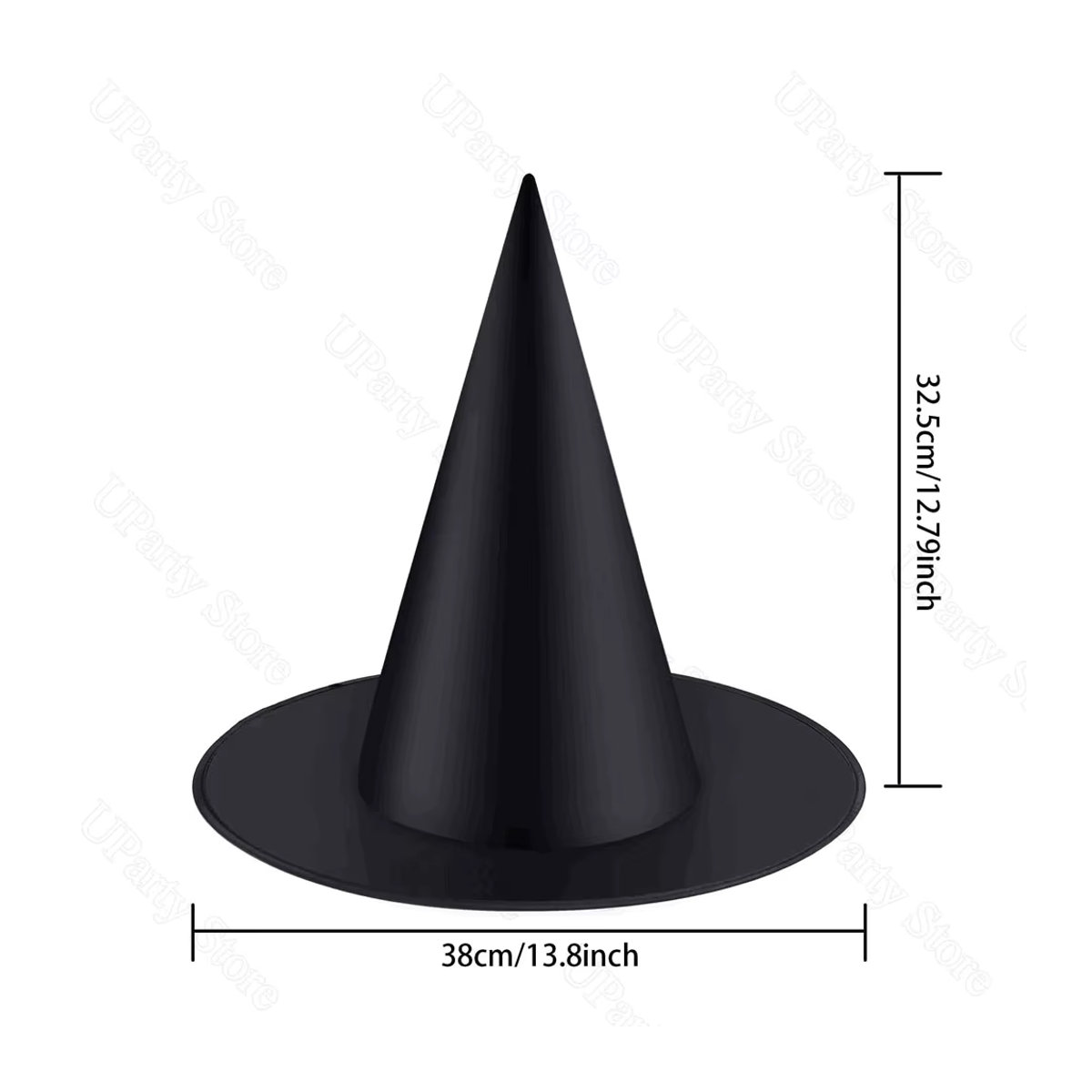 6er Set Halloween Hexenhüte aus MicroPlush in Schwarz mit Aufhängeschnur zur Dekoration - Bild 2