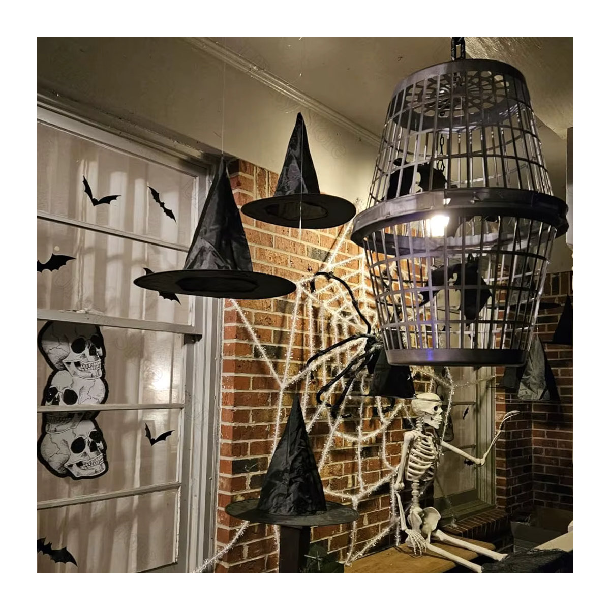 6er Set Halloween Hexenhüte aus MicroPlush in Schwarz mit Aufhängeschnur zur Dekoration - Bild 4