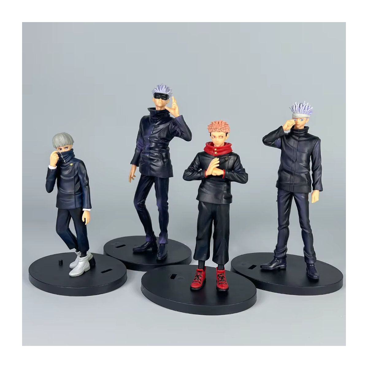 6er Set Jujutsu Kaisen Anime Figuren aus PVC mit Satoru Gojo, Toge Inumaki und Suguru Geto in stehender Position von Bandai, Farbe Schwarz - Bild 2