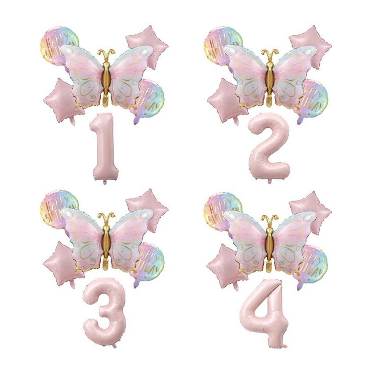 6er Set KUKUZHU Schmetterling Ballons in Rosa mit Farbverlauf für Geburtstag, Baby Shower oder Hochzeit, 40 Zoll - Bild 1