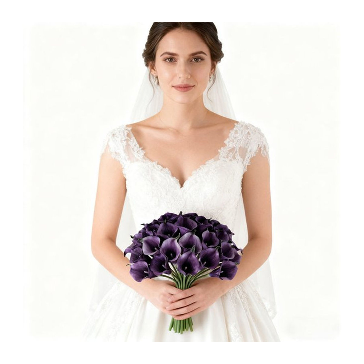 6er Set künstliche Calla-Lilien von MUFU in Weiß und Lila, Blumenstrauß für Hochzeit und Dekoration, Höhe: 35 cm - Bild 1