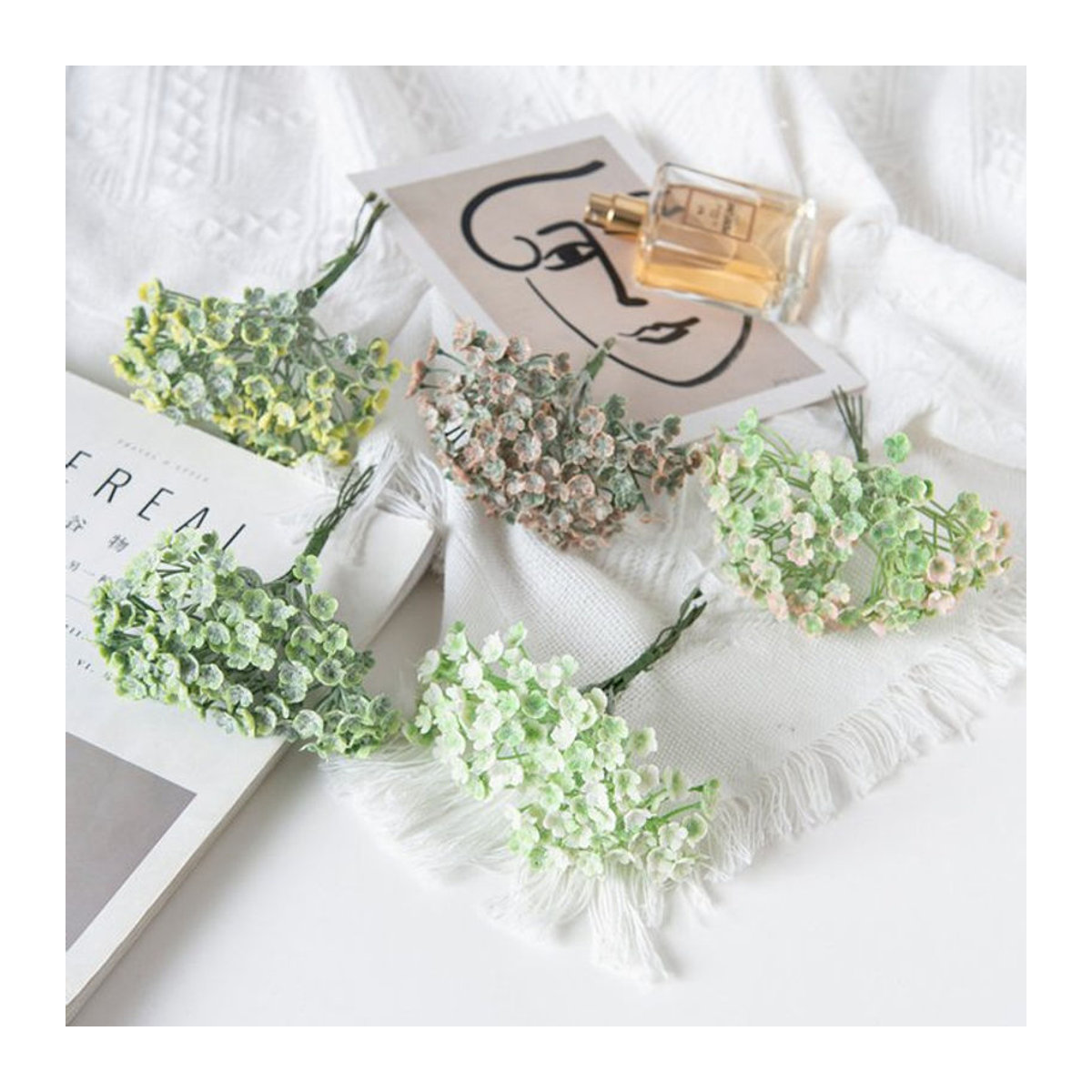 6er Set künstliche Gypsophila Blumen von dycrazy in Weiß und Gelb für Dekorationen, Hochzeiten und DIY-Geschenkboxen - Bild 1