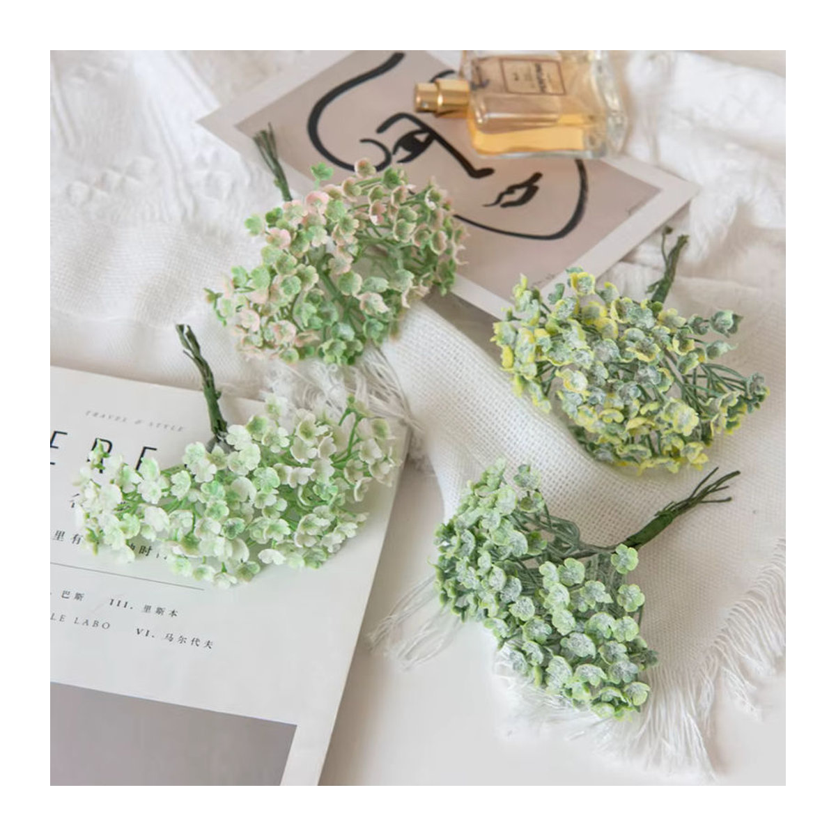 6er Set künstliche Gypsophila Blumen von dycrazy in Weiß und Gelb für Dekorationen, Hochzeiten und DIY-Geschenkboxen - Bild 2