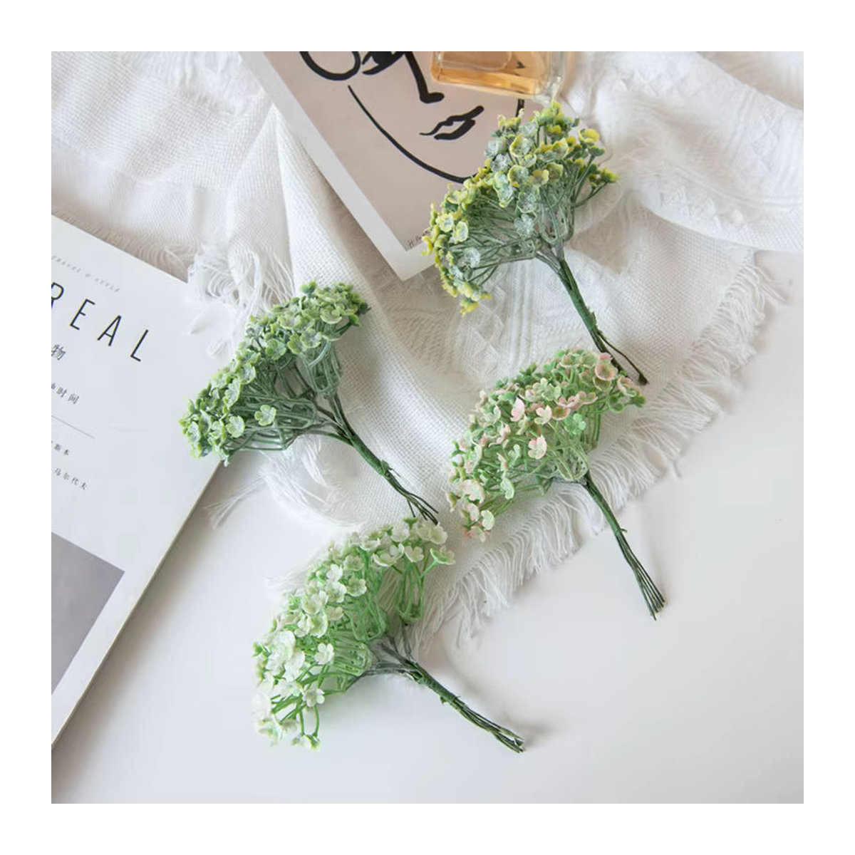 6er Set künstliche Gypsophila Blumen von dycrazy in Weiß und Gelb für Dekorationen, Hochzeiten und DIY-Geschenkboxen - Bild 3