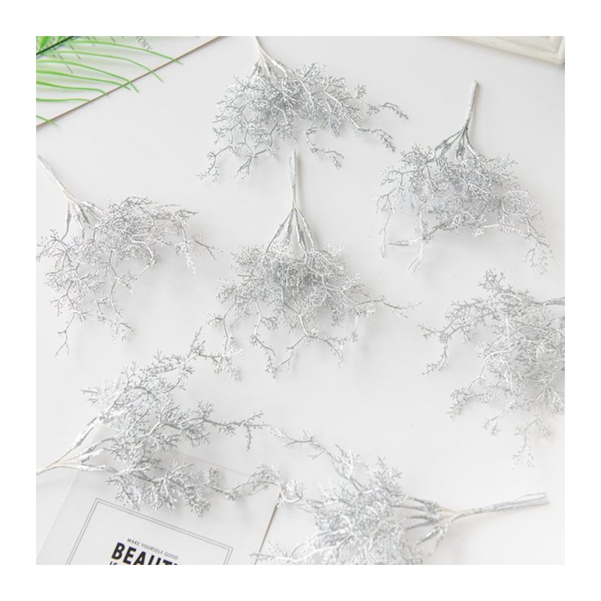 6er Set Künstliche Zweige in Gold und Silber für Weihnachtsbaum, Hochzeit und Dekoration, smr Glamour Design - Bild 1