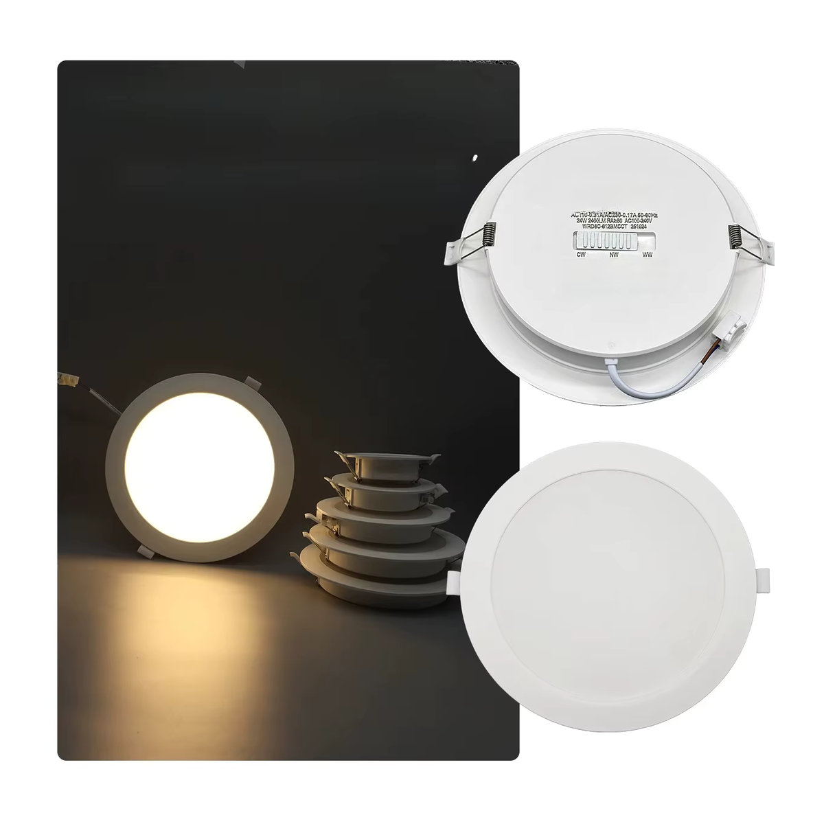 6er Set LED Einbaustrahler mit anpassbarer Farbtemperatur 3000K/4000K/6500K in Weiß für die Innenbeleuchtung - Bild 4