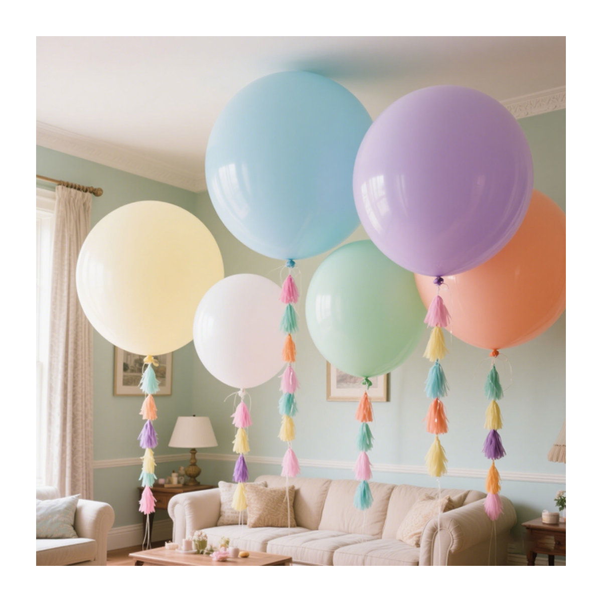 6er Set Macaron-Luftballons in Pastell-Regenbogenfarben, mehrfarbige runde Party-Dekoration - Bild 1
