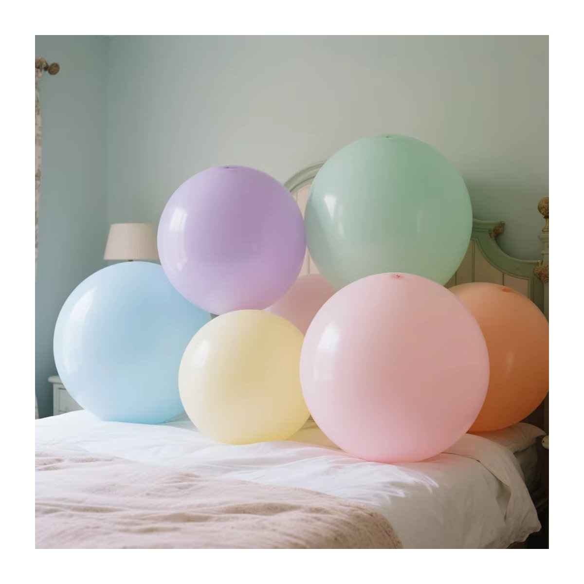 6er Set Macaron-Luftballons in Pastell-Regenbogenfarben, mehrfarbige runde Party-Dekoration - Bild 2