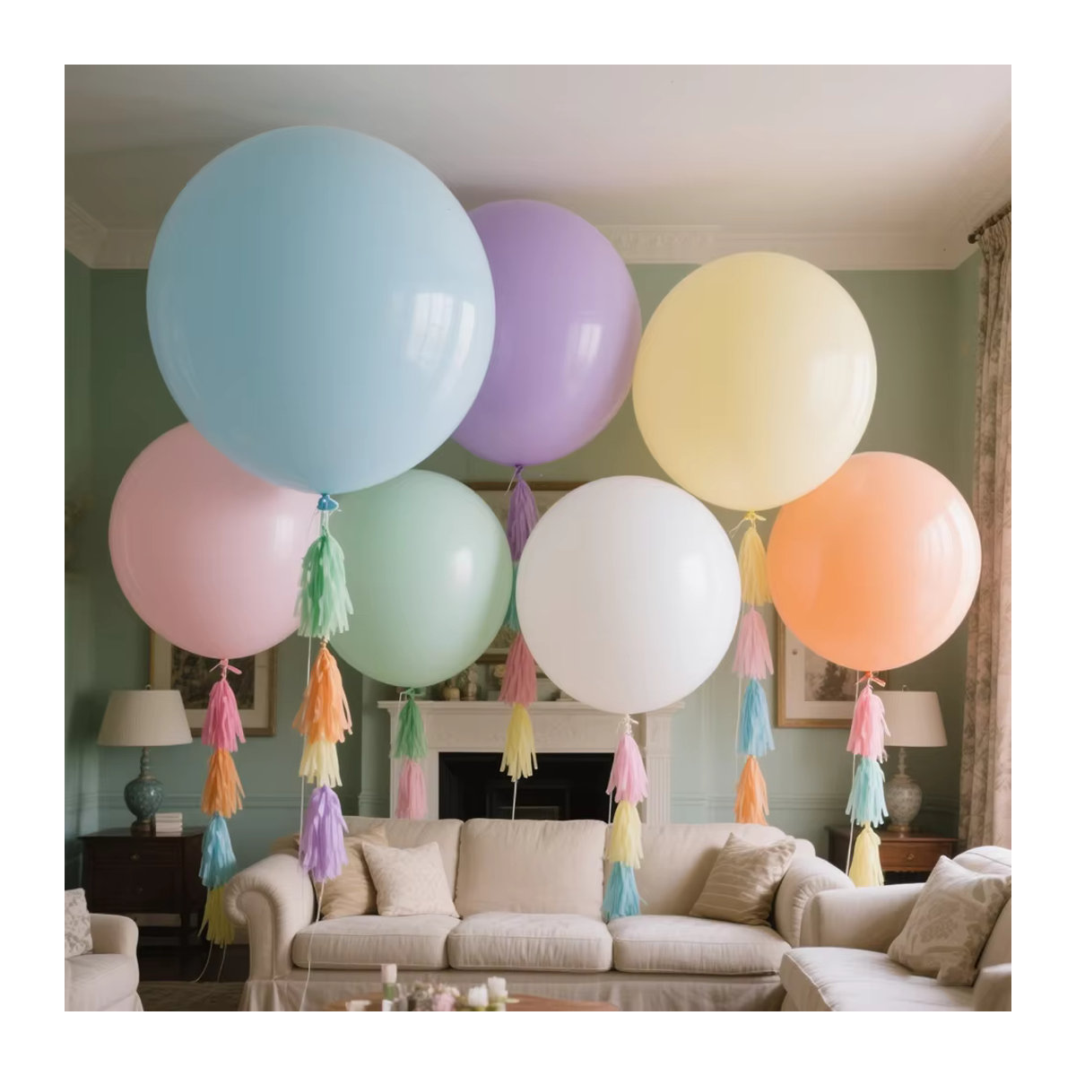 6er Set Macaron-Luftballons in Pastell-Regenbogenfarben, mehrfarbige runde Party-Dekoration - Bild 5