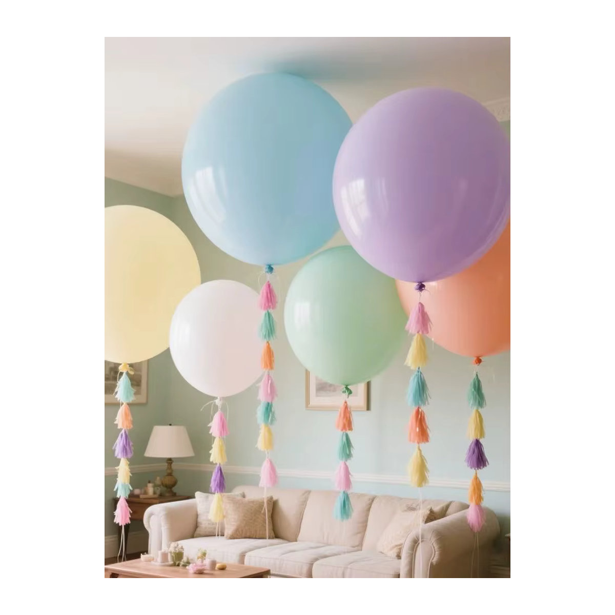 6er Set Macaron-Luftballons in Pastell-Regenbogenfarben, mehrfarbige runde Party-Dekoration - Bild 6