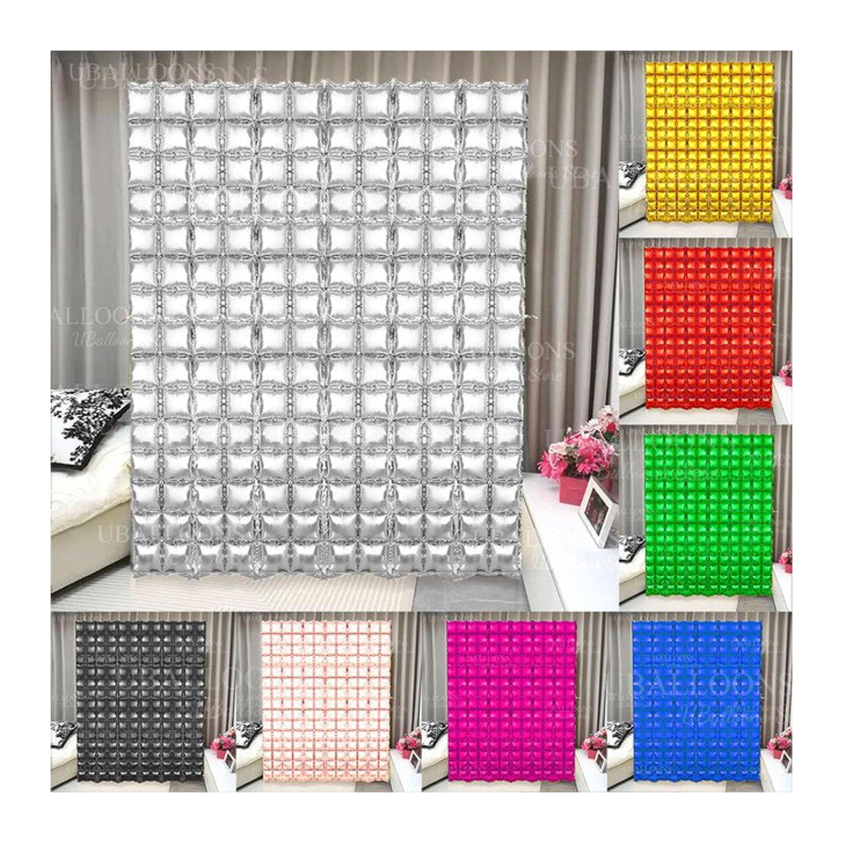 6er Set MicroPlush quadratische Folienballons in Silber für Partydekoration bei Geburtstag, Hochzeit oder Weihnachten - Bild 1