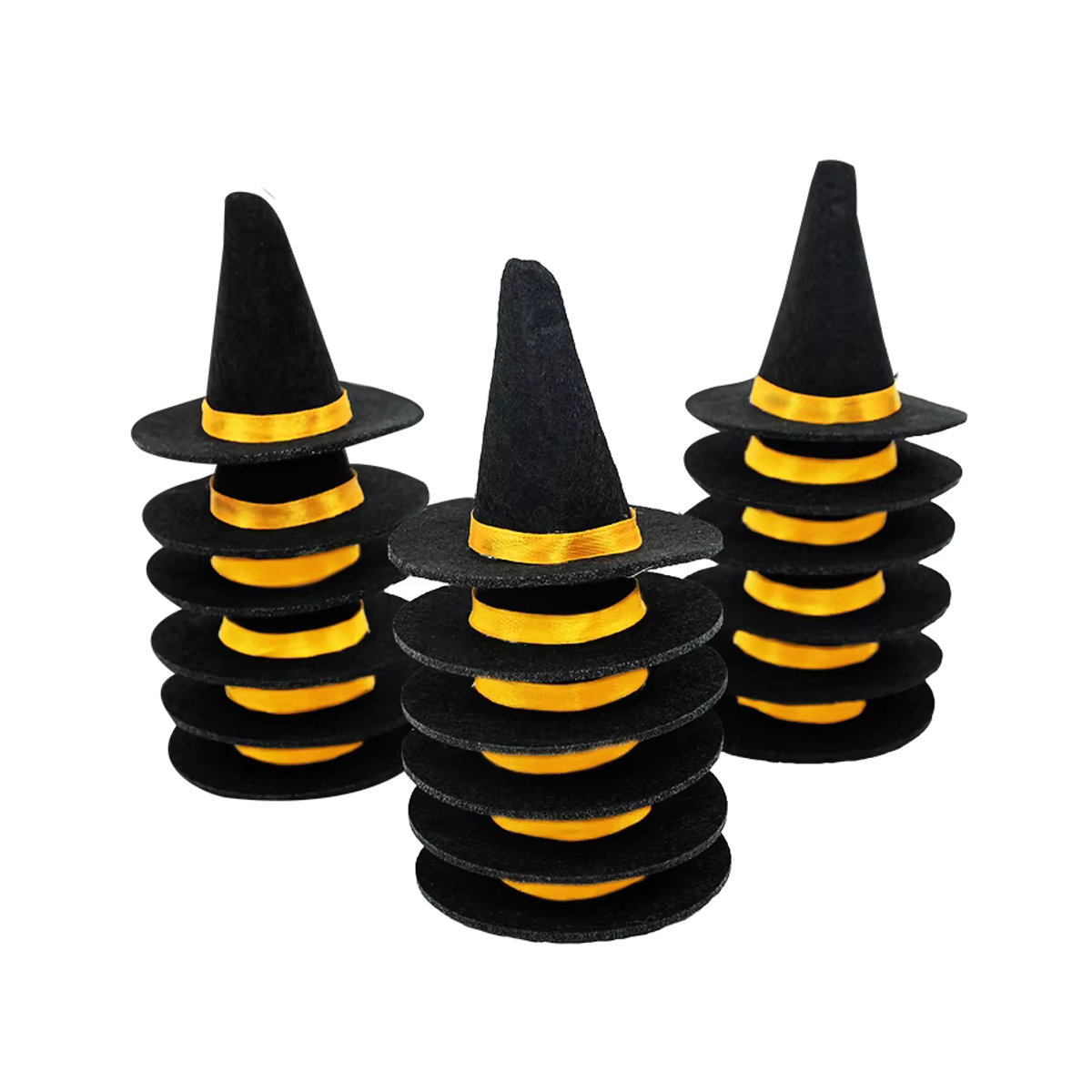 6er Set Mini Filz Hexenhüte von ZQNYCY in Schwarz als Halloween Dekoration für Weinflaschen und Party-Zubehör - Bild 4