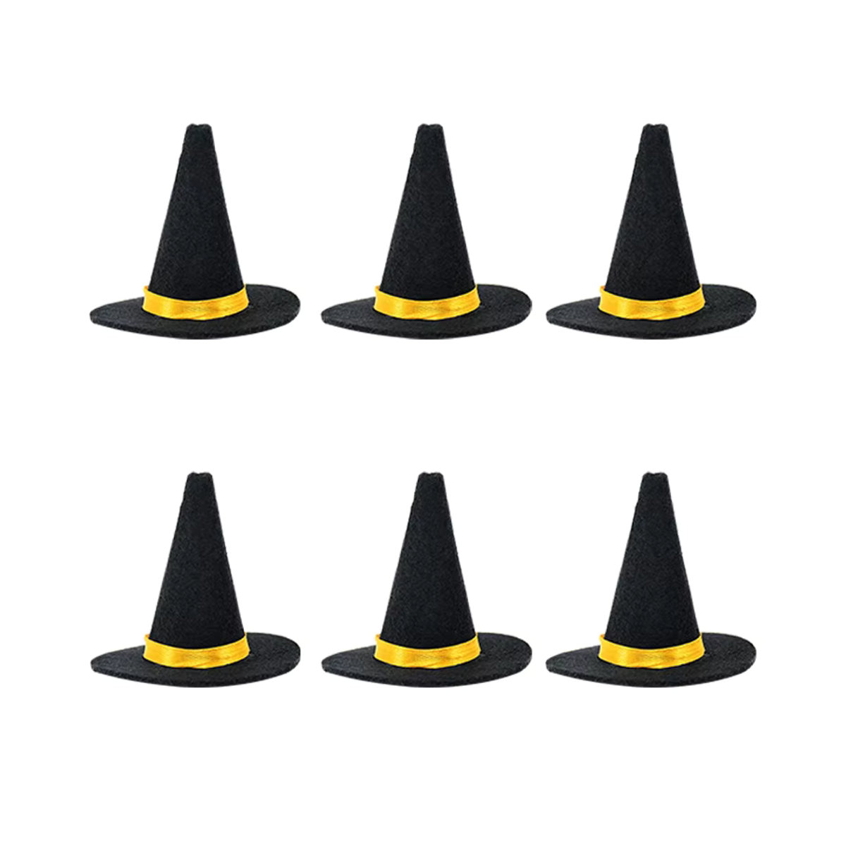 6er Set Mini Filz Hexenhüte von ZQNYCY in Schwarz als Halloween Dekoration für Weinflaschen und Party-Zubehör - Bild 5