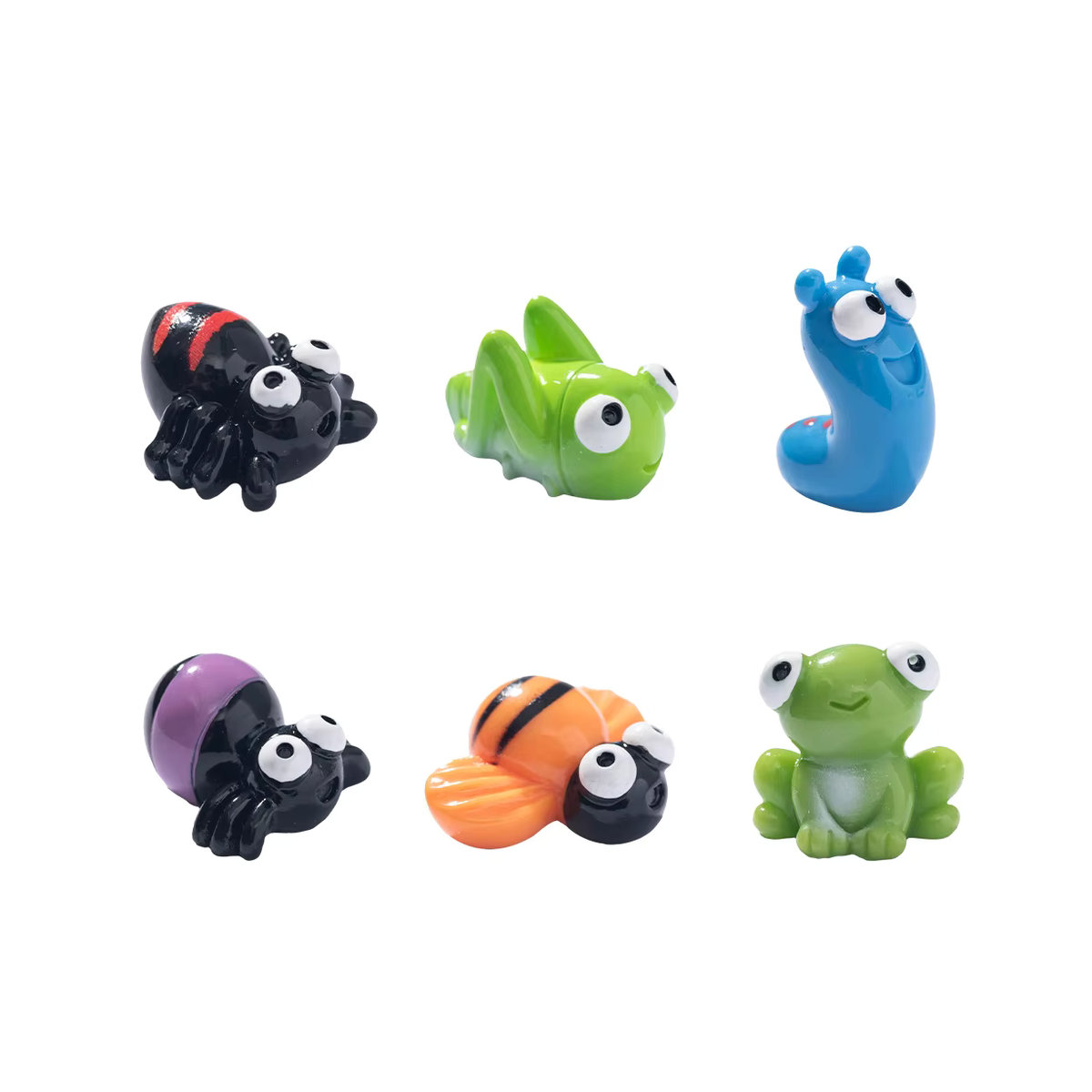 6er Set Miniaturfiguren aus Kunstharz mit Insektenmotiven wie Schmetterling, Frosch, Raupe und Biene in Mehrfarbig für Bonsai und Feengarten-Dekoration - Bild 4