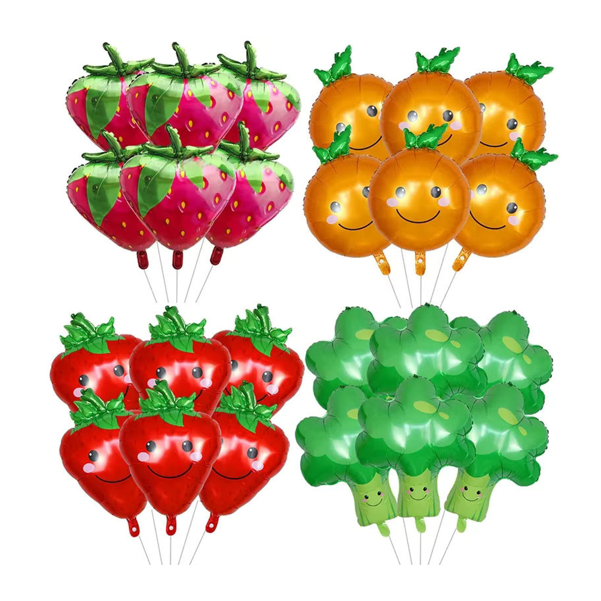 6er Set Obstballons aus Metallfolie von LQVYI mit Erdbeere, Avocado, Wassermelone, Kaktus und Orange für Kinderparty Dekoration - Bild 2