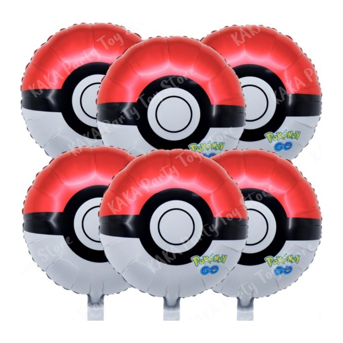 6er Set Pokemon Pokeball Aluminium Folienballons von TAKARA TOMY in Rot für Kindergeburtstage und Partydekorationen - Bild 1