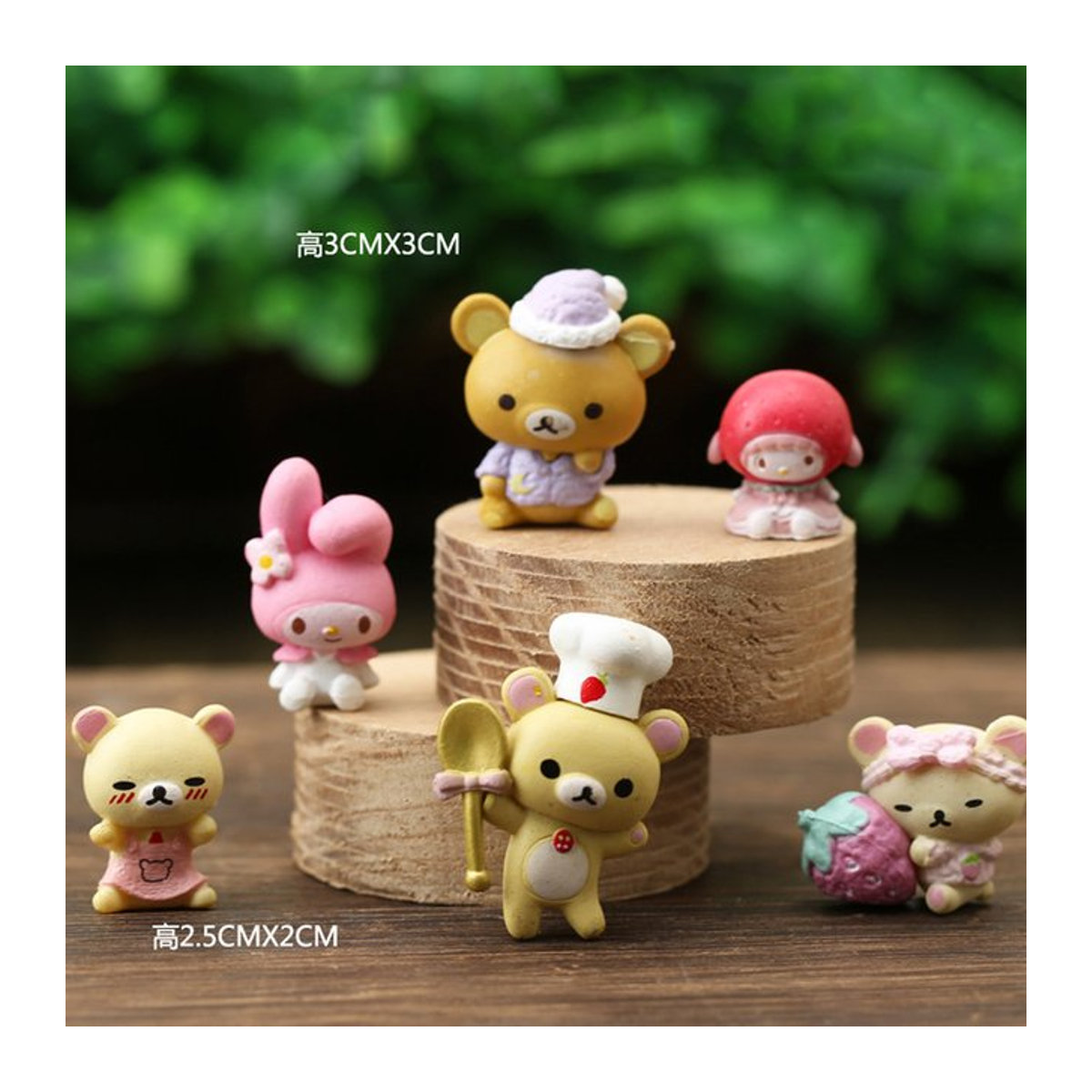 6er Set Rilakkuma Actionfiguren aus Kunststoff als Kawaii Bär Figuren für Auto Modell DIY Kuchen Deko und Hausdekoration in Mehrfarbig - Bild 1