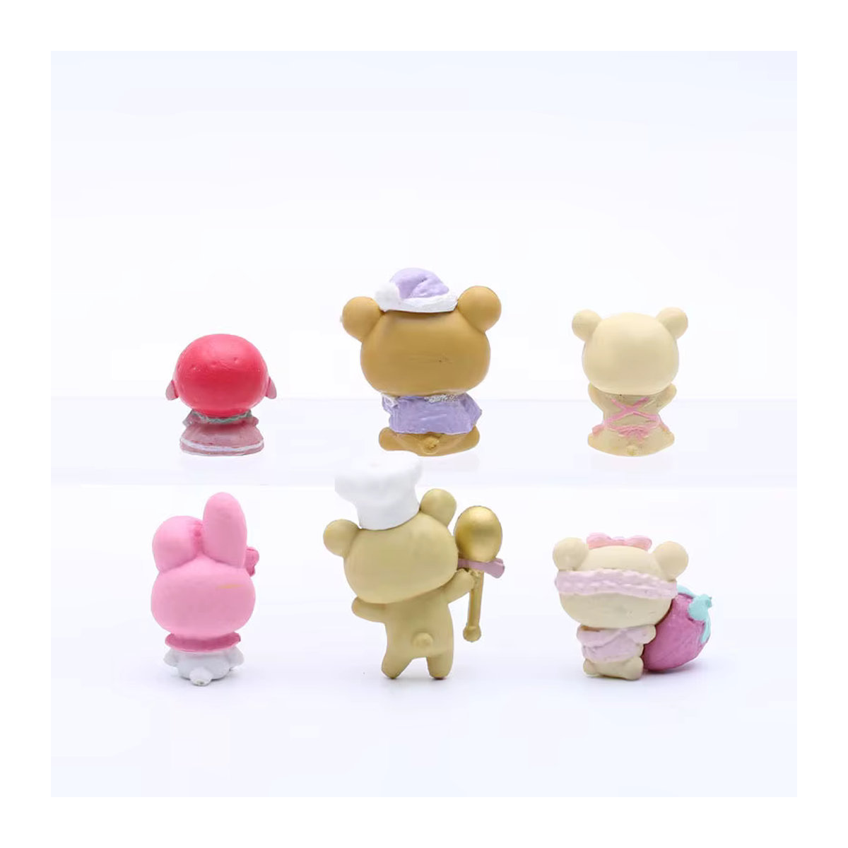 6er Set Rilakkuma Actionfiguren aus Kunststoff als Kawaii Bär Figuren für Auto Modell DIY Kuchen Deko und Hausdekoration in Mehrfarbig - Bild 3
