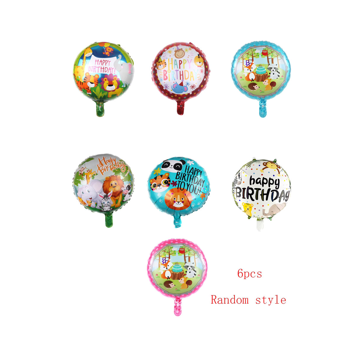 6er Set runde Folienballons mit Dschungel Tier Motiven von EACH PARTY für Zoo Thema Partys und Kindergeburtstage, Durchmesser: 45,72 cm, mehrfarbig - Bild 2