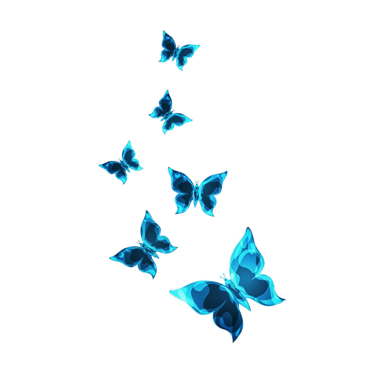 6er Set selbstklebende Leuchtende Schmetterling Wandaufkleber in Blau zur Dekoration von Lichtschaltern und Wänden - Bild 2