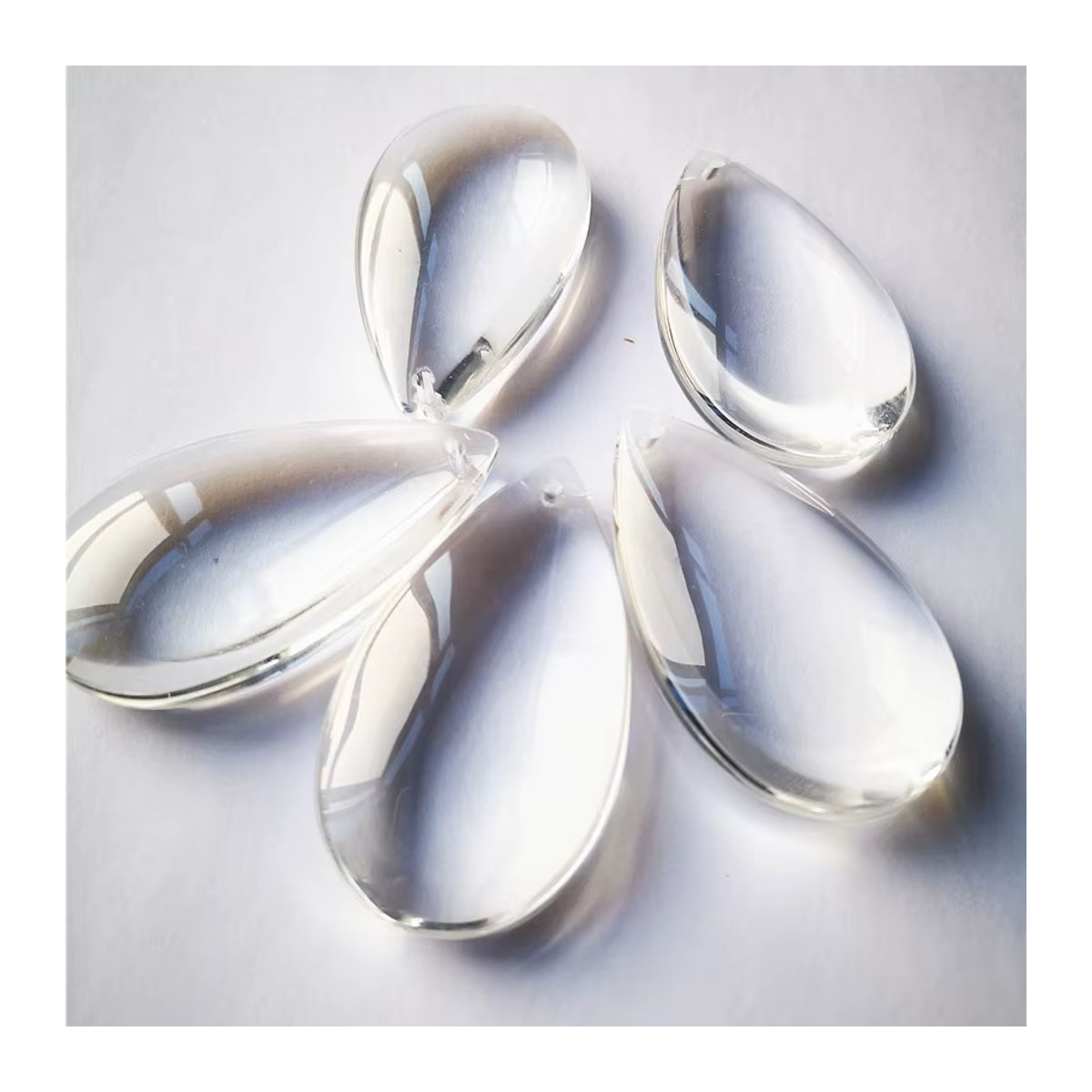 6er Set transparente Glas Anhänger in Wassertropfenform mit 63 mm Durchmesser für Kronleuchter und Dekorationen - Bild 3