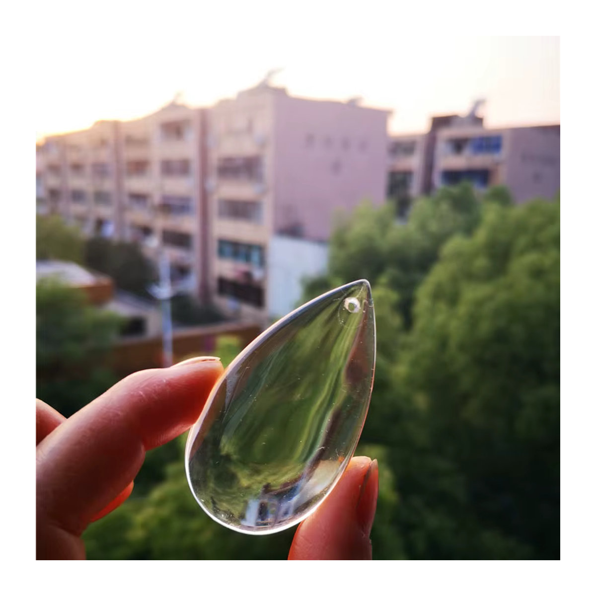 6er Set transparente Glas Anhänger in Wassertropfenform mit 63 mm Durchmesser für Kronleuchter und Dekorationen - Bild 5