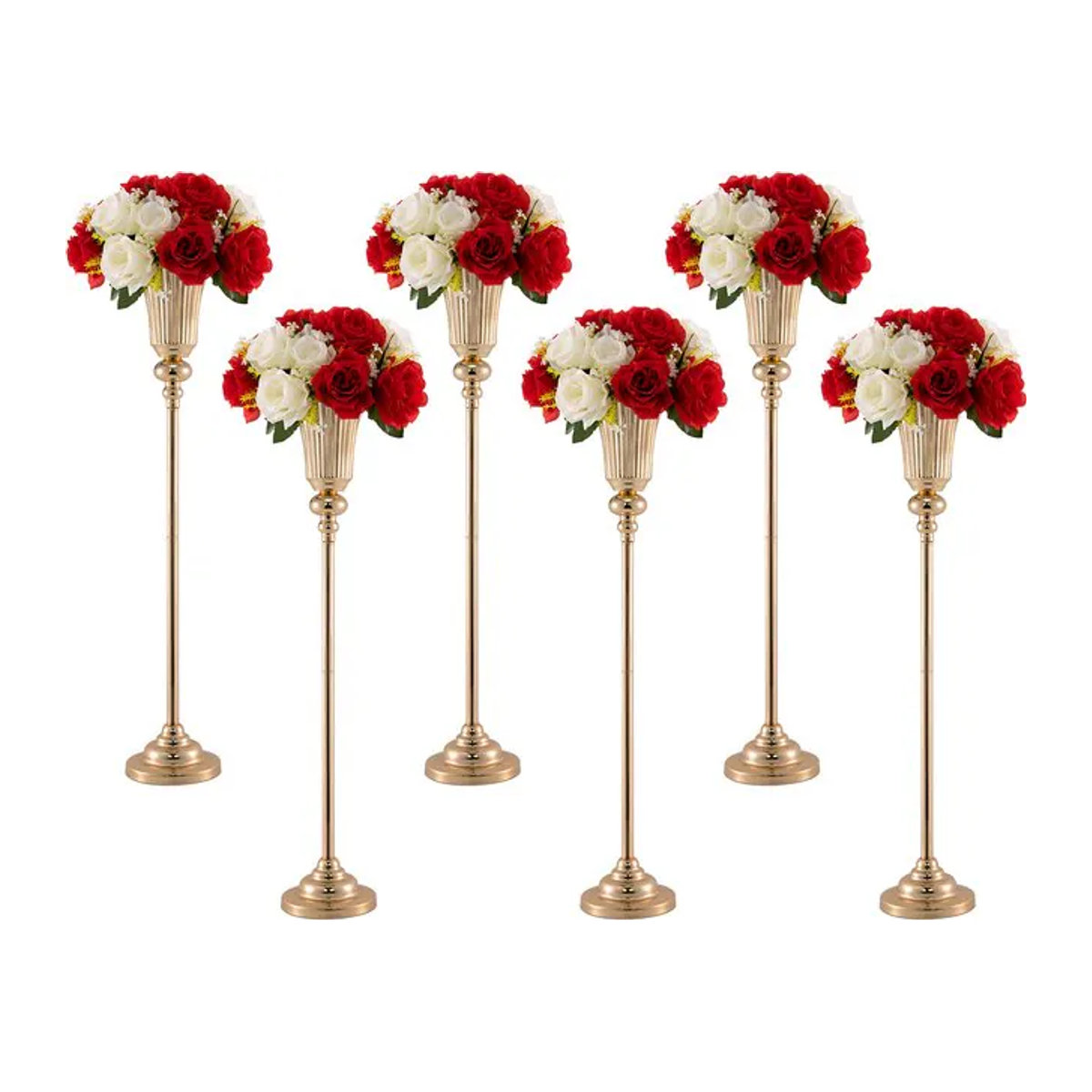 6er Set VINCIGANT Bodenvasen aus Metall in Gold für Schnittblumen und Tischdekoration bei Hochzeiten - Bild 1