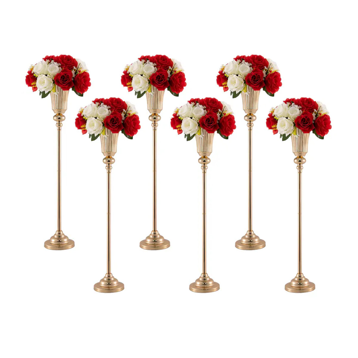 6er Set VINCIGANT Bodenvasen aus Metall in Gold für Schnittblumen und Tischdekoration bei Hochzeiten - Bild 3