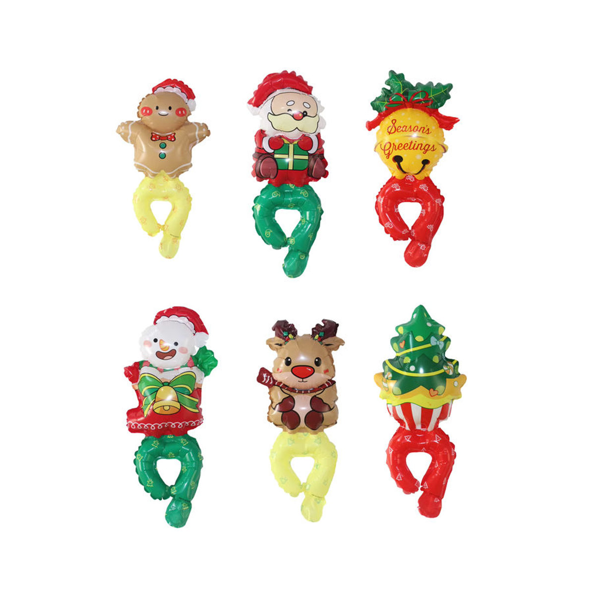 6er Set Weihnachtliche Handgelenk-Luftballons mit Santa Claus, Schneemann und Elch für Kinder, Mehrfarbig - Bild 2