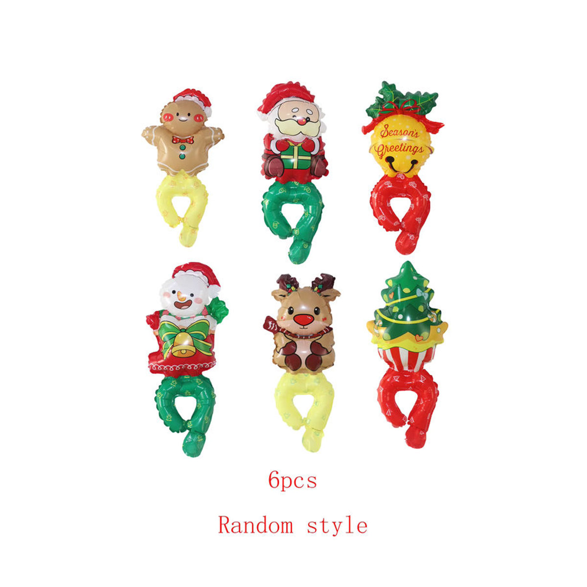 6er Set Weihnachtliche Handgelenk-Luftballons mit Santa Claus, Schneemann und Elch für Kinder, Mehrfarbig - Bild 3