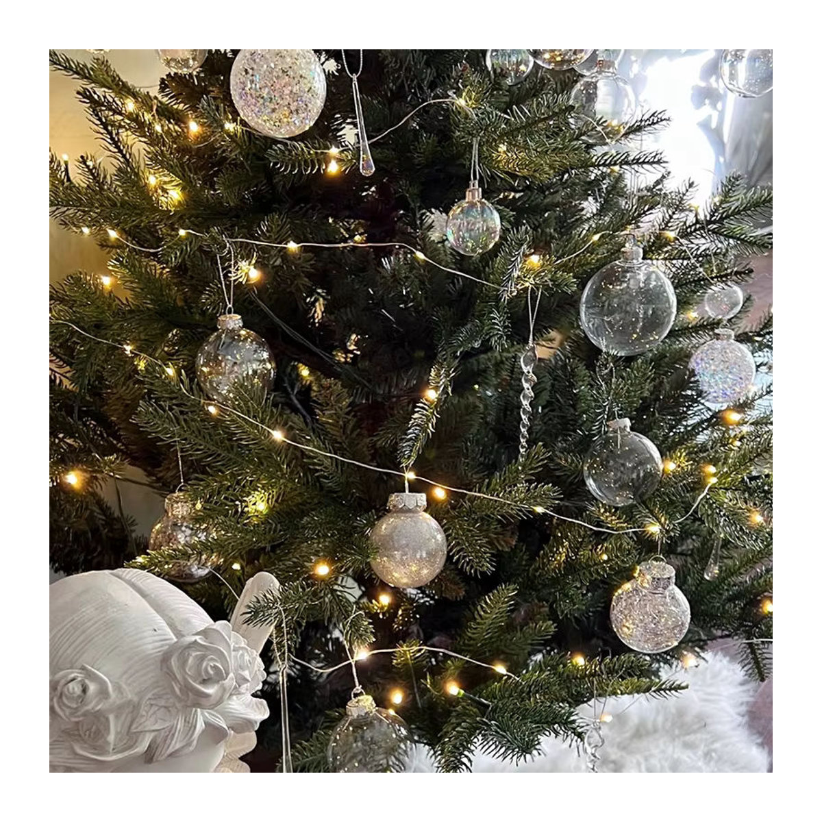 6er Set YONGSNOW Weihnachtskugeln transparent aus Kunststoff zum Befüllen, runde Hängeornamente für den Weihnachtsbaum - Bild 2