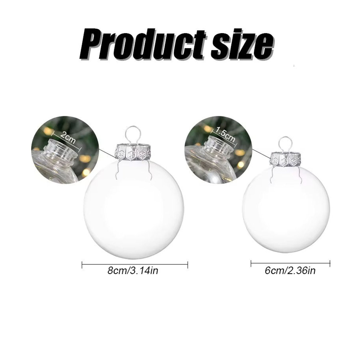 6er Set YONGSNOW Weihnachtskugeln transparent aus Kunststoff zum Befüllen, runde Hängeornamente für den Weihnachtsbaum - Bild 5