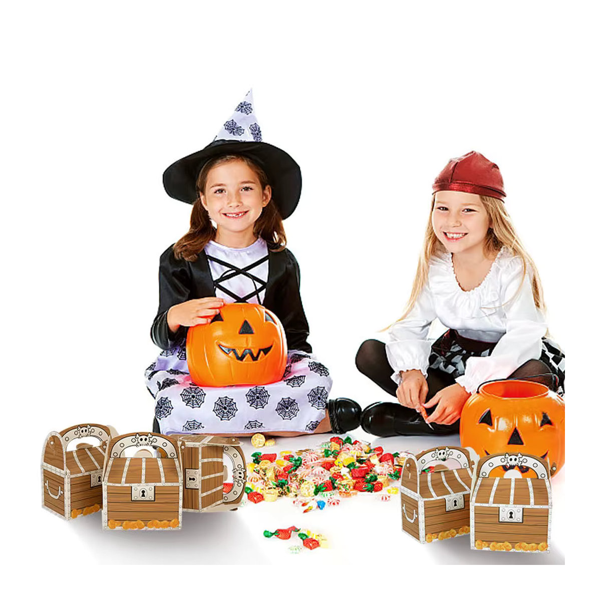6er Set ZQNYCY Piratenschatz Leckerli-Truhen aus Papier in Braun für Kinder als Süßigkeiten-Geschenkbox für Halloween und Geburtstage - Bild 5