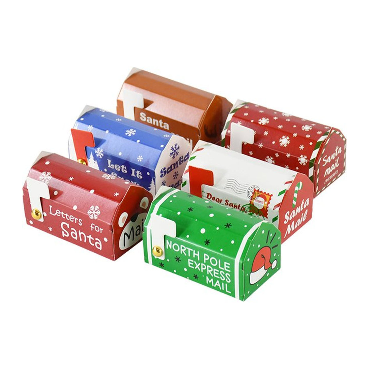6er Set ZQNYCY Weihnachts Briefkasten Geschenkboxen aus Papier mit Santa und Rentier Muster in Mehrfarbig - Bild 1