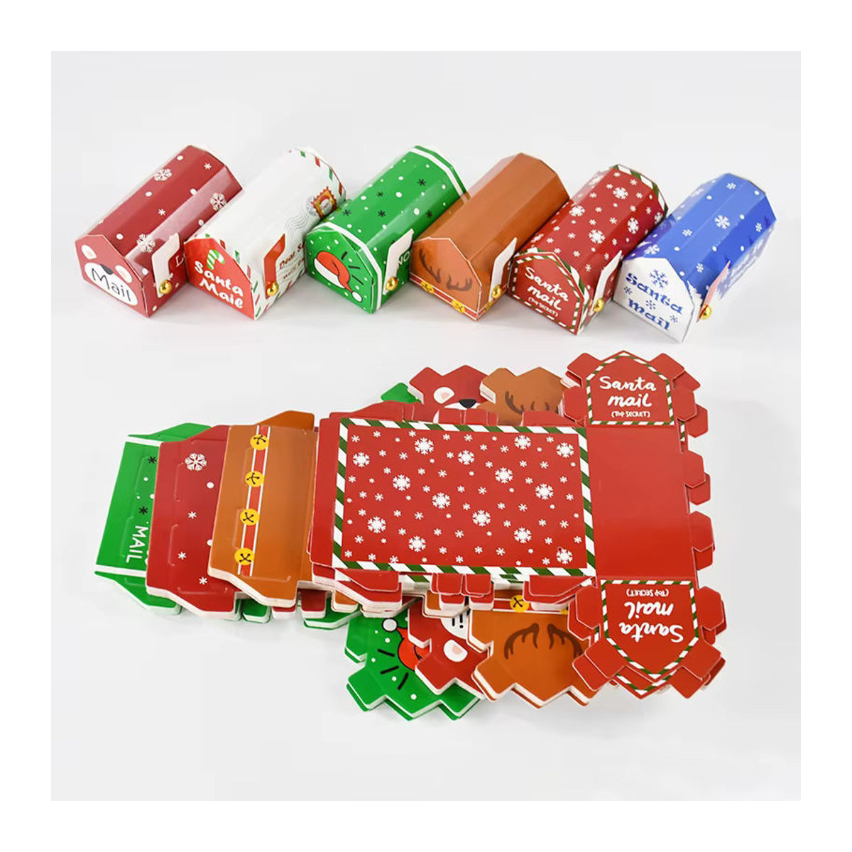 6er Set ZQNYCY Weihnachts Briefkasten Geschenkboxen aus Papier mit Santa und Rentier Muster in Mehrfarbig - Bild 4