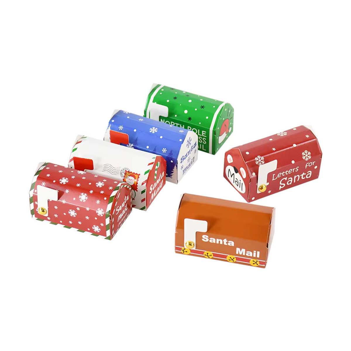 6er Set ZQNYCY Weihnachts Briefkasten Geschenkboxen aus Papier mit Santa und Rentier Muster in Mehrfarbig - Bild 5