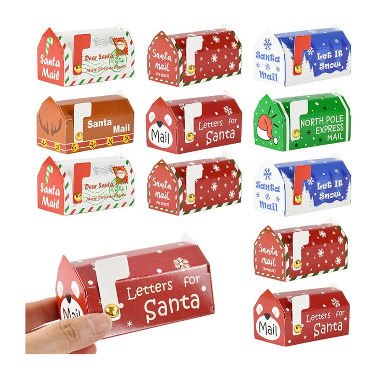 6er Set ZQNYCY Weihnachts Geschenkboxen in Briefkastenform aus Papier, mehrfarbig, für Süßigkeiten und Snacks - Bild 1