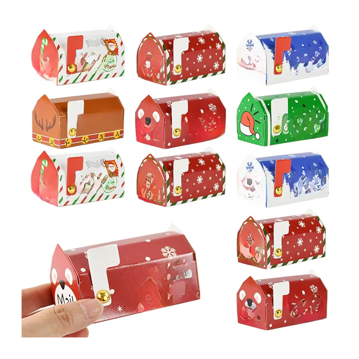 6er Set ZQNYCY Weihnachts Geschenkboxen in Briefkastenform aus Papier, mehrfarbig, für Süßigkeiten und Snacks - Bild 6