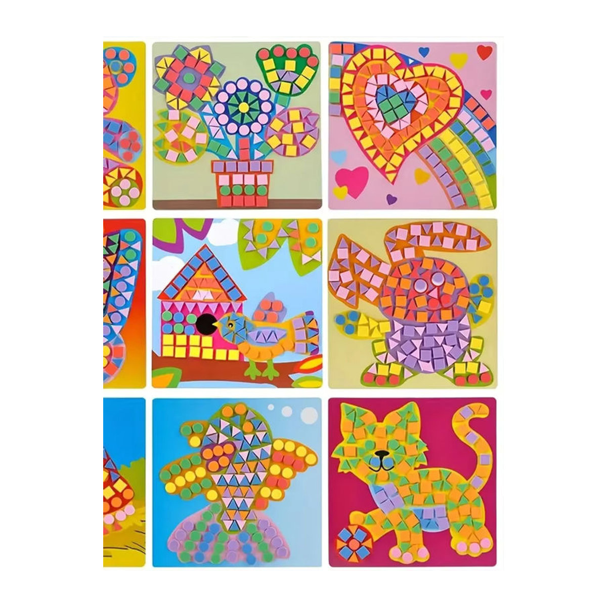 6er Set ZSY 3D EVA Mosaik Puzzles mit Cartoon Motiven wie Flugzeug, Auto und Tieren für Kinder zur Wanddekoration, Mehrfarbig - Bild 5