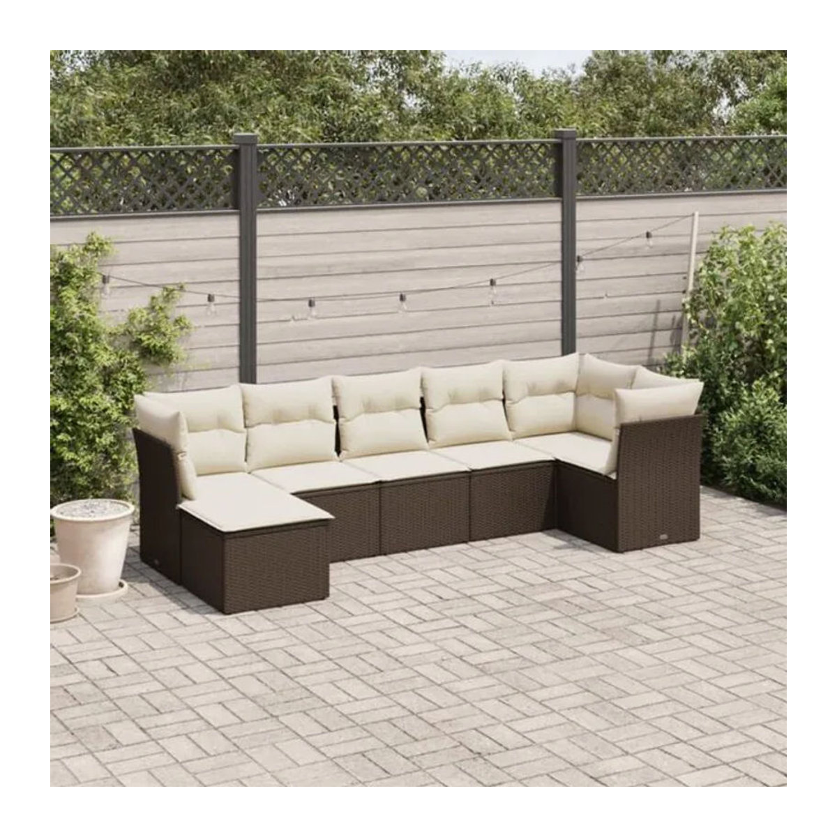 7-teilige Garten-Sofagarnitur aus Polyrattan mit Kissen in Braun von Vidaxl - Bild 1