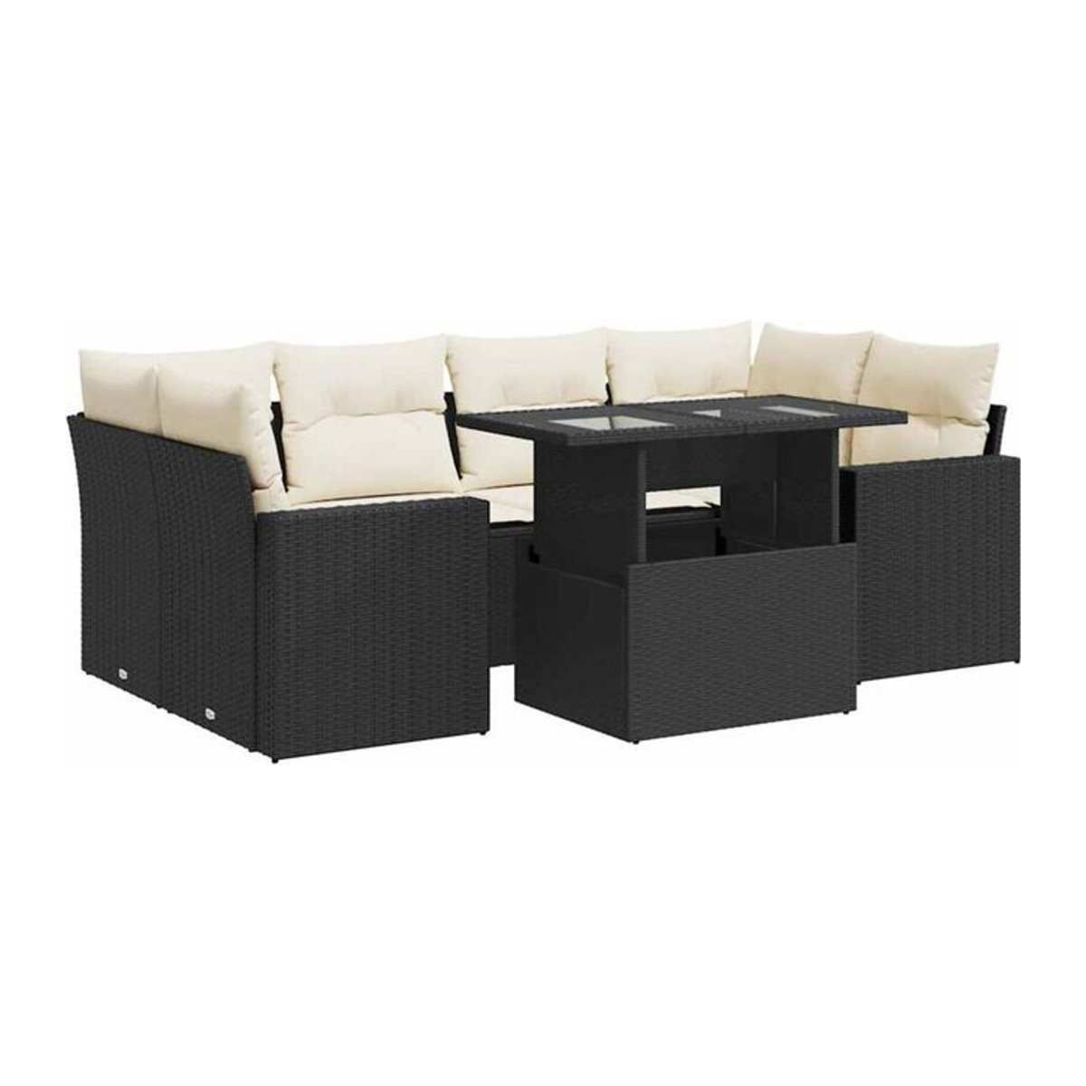 7-teilige Garten-Sofagarnitur aus Polyrattan mit Kissen in Schwarz von Vidaxl - Bild 1
