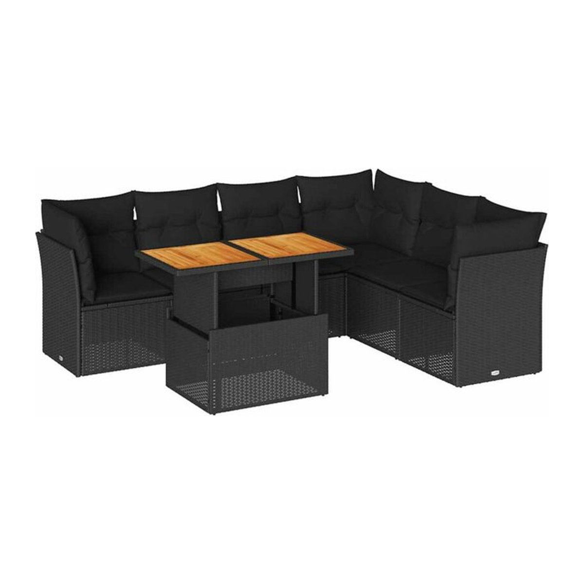 7-teilige Garten-Sofagarnitur aus Polyrattan mit Kissen in Schwarz von vidaxl - Bild 1