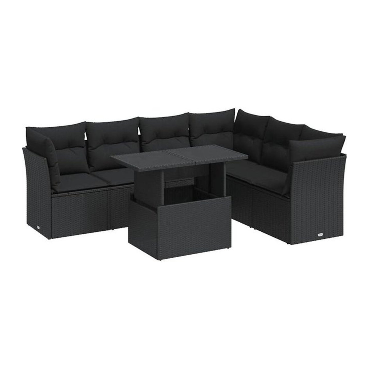 7-teilige Garten-Sofagarnitur aus Polyrattan mit Kissen in Schwarz von vidaxl - Bild 1