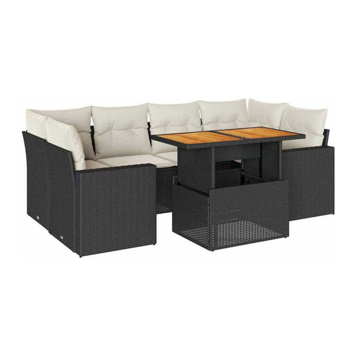 7-teilige Garten-Sofagarnitur aus Polyrattan mit Kissen in Schwarz von Vidaxl - Bild 1