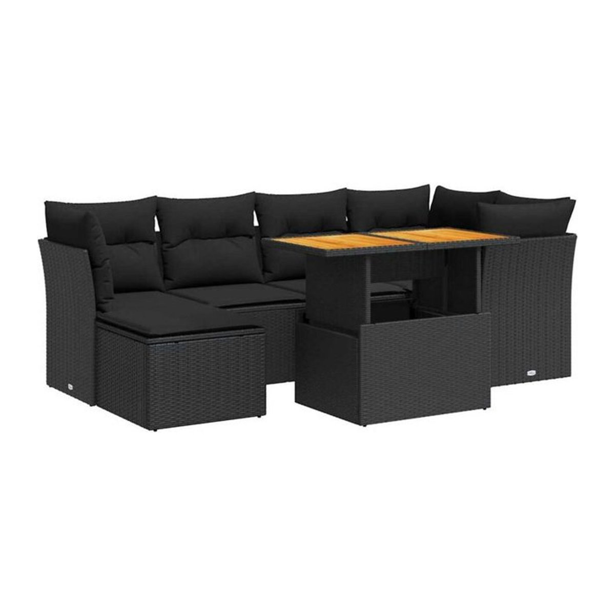 7-teilige Garten-Sofagarnitur aus Polyrattan mit Kissen in Schwarz von vidaxl - Bild 1