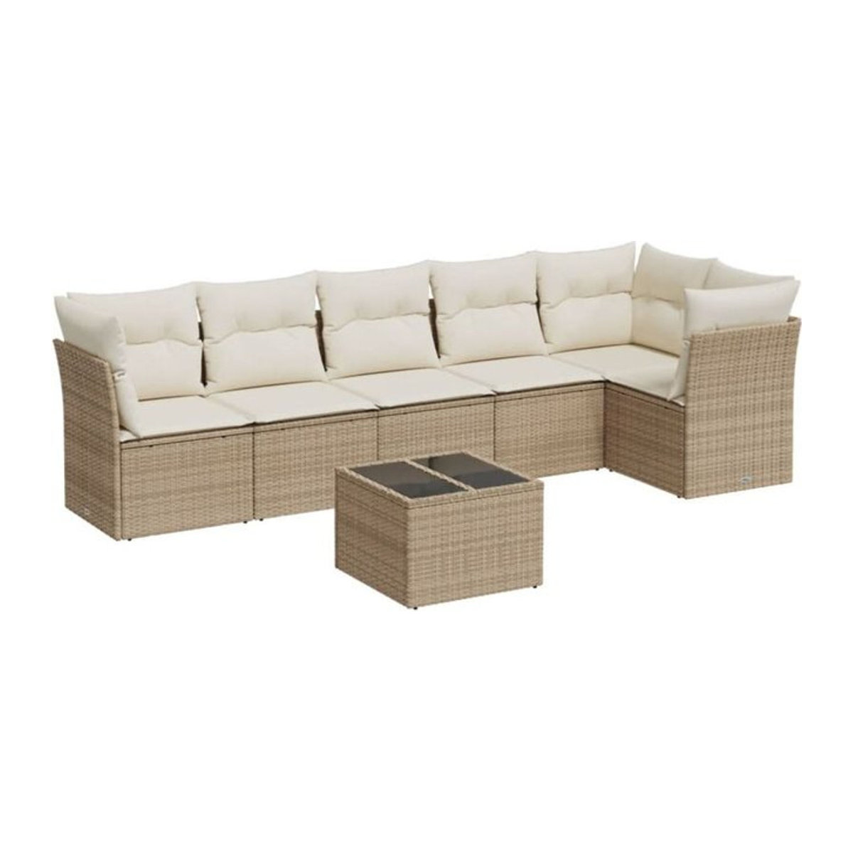 7-teilige Garten-Sofagarnitur mit Kissen aus Polyrattan in Beige von Vidaxl - Bild 1